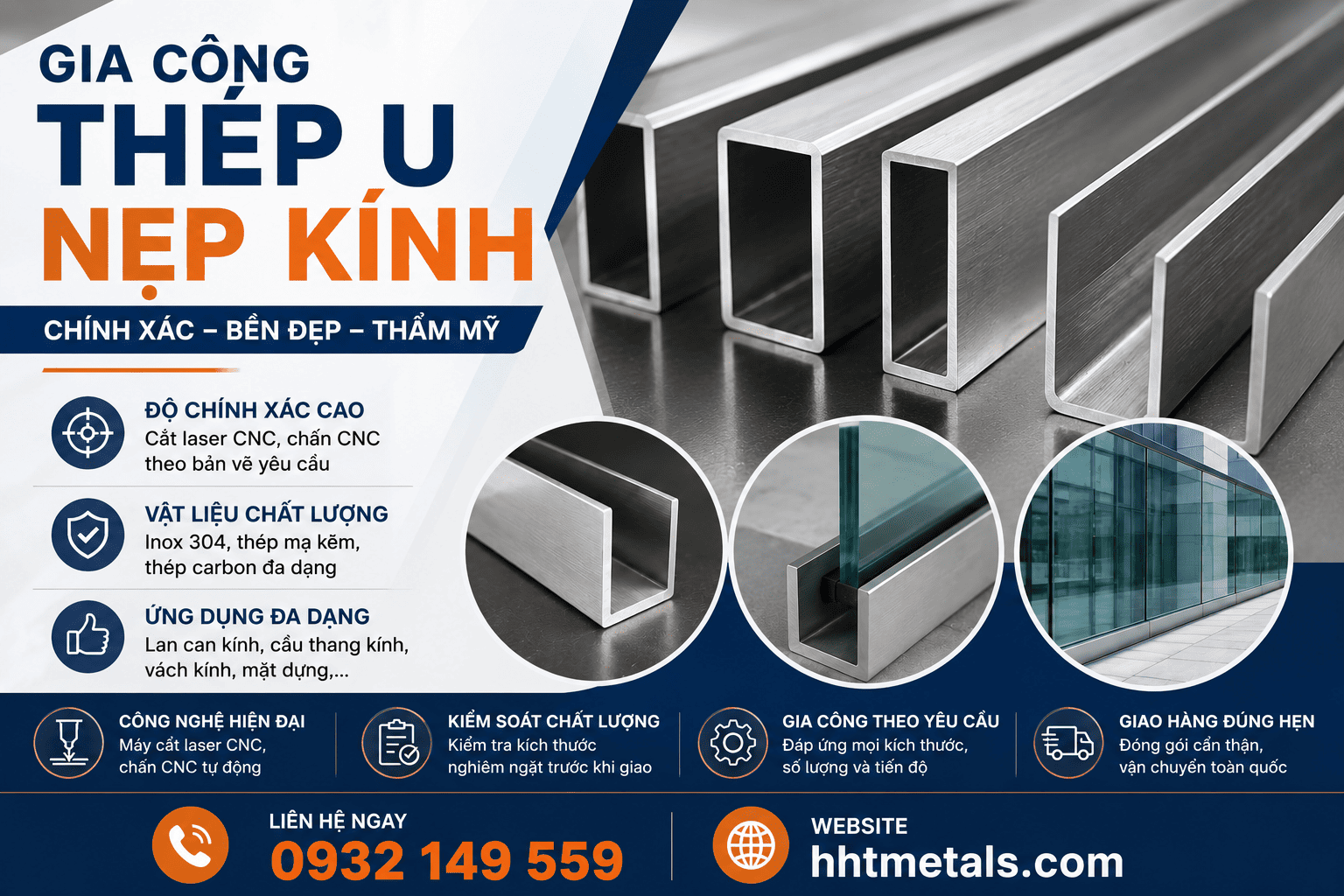 Gia công thép u nẹp kính