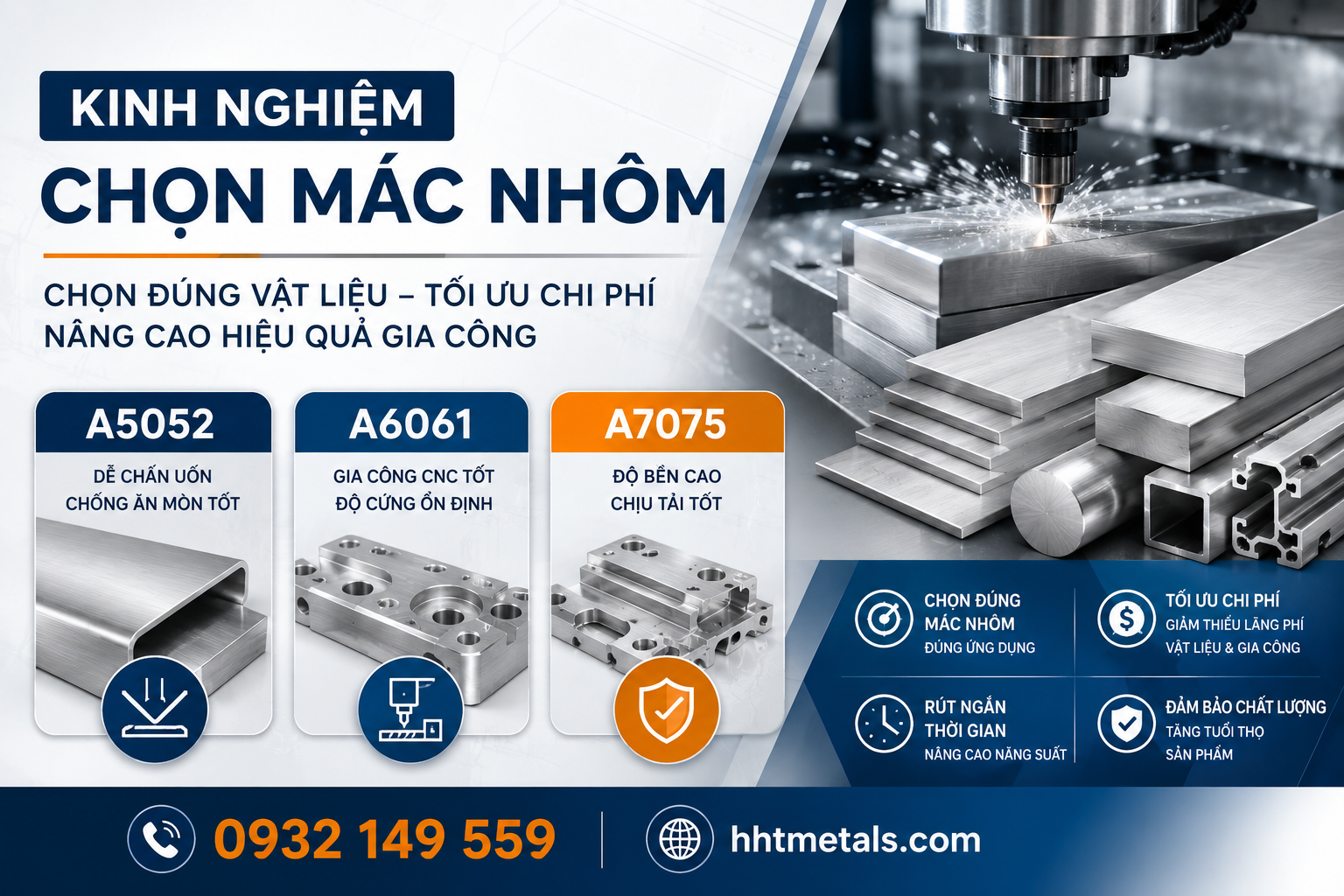 kinh nghiệm chọn mác nhôm A5952 A6061 A7075