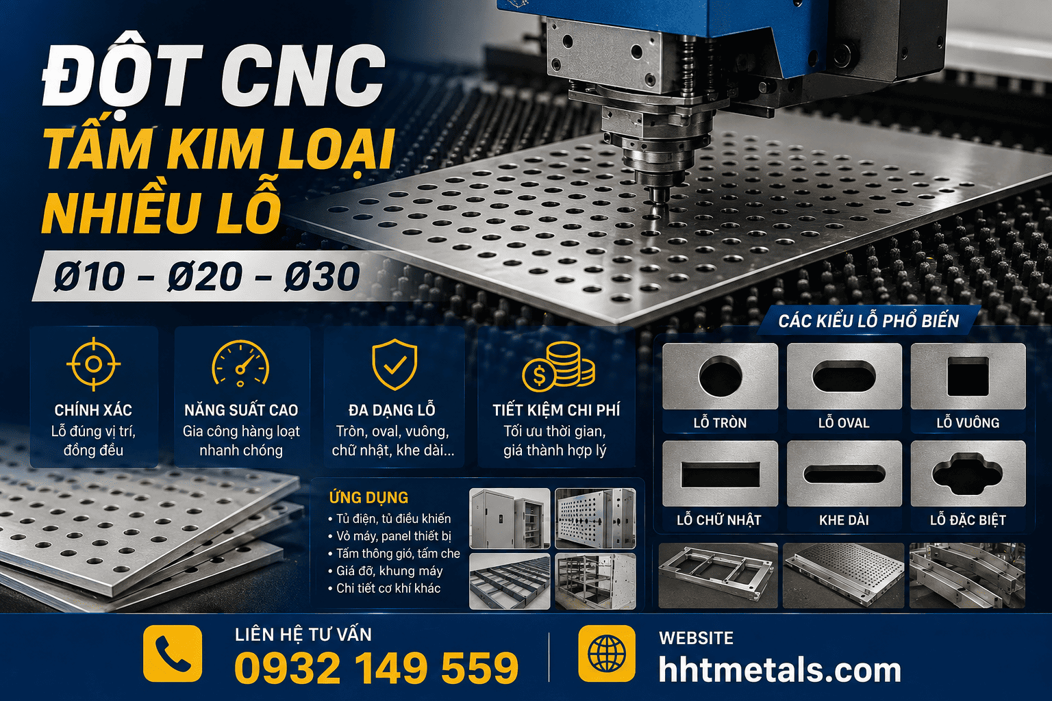 Đột CNC tấm kim loại có nhiều lỗ