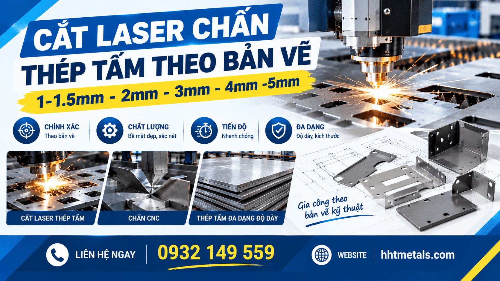 cắt laser chấn thép tấm theo bản vẽ