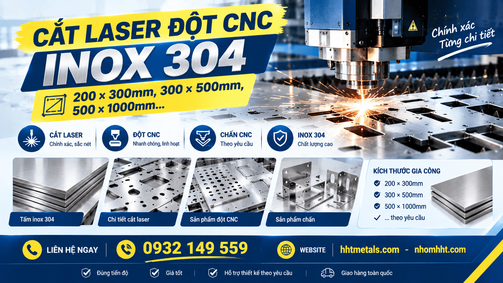 cắt laser đột CNC inox 304