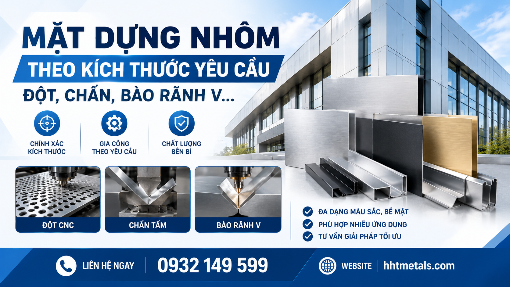 Mặt dựng nhôm theo kích thước yêu cầu